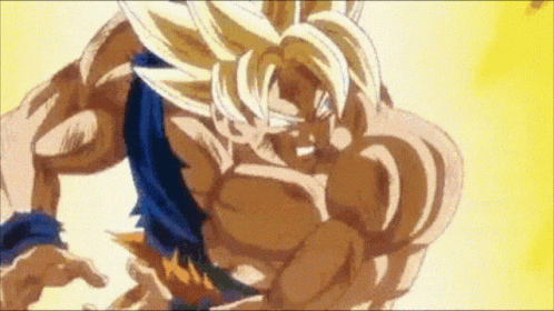 A Cartoon Of A Very Muscular Man With A Blue Shirt On GIF