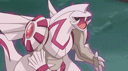 A Cartoon Of A White And Pink Pokemon With A Purple Background . GIF