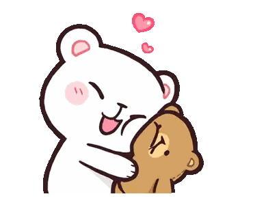 A Cartoon Of A White Bear Hugging A Brown Bear With Hearts Coming Out Of Its Mouth Sticker