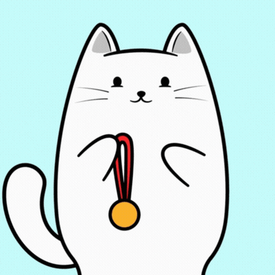 A Cartoon Of A White Cat With A Red Circle Around Its Head GIF