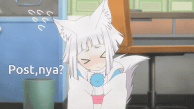 A Cartoon Of A White Fox With The Words Post Nya Written On The Bottom GIF