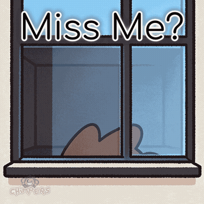 A Cartoon Of A Window With The Words " Miss Me " Written On It GIF