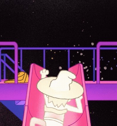 A Cartoon Of A Witch Going Down A Slide GIF