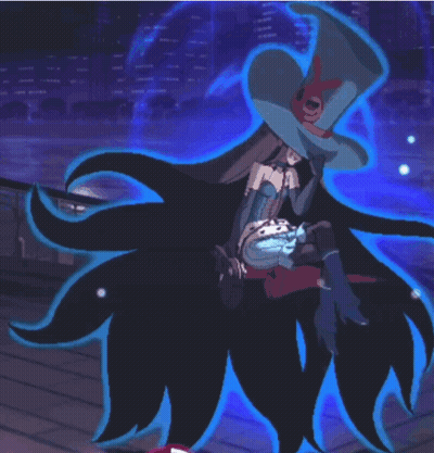 A Cartoon Of A Witch With Long Hair And A Top Hat GIF