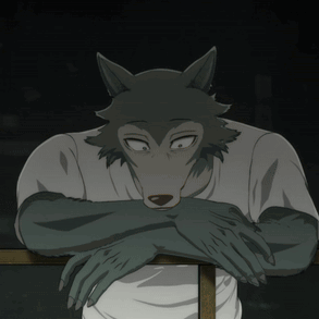 A Cartoon Of A Wolf Leaning On A Fence GIF