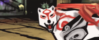 A Cartoon Of A Wolf Wearing A Mask And A Red Scarf . GIF