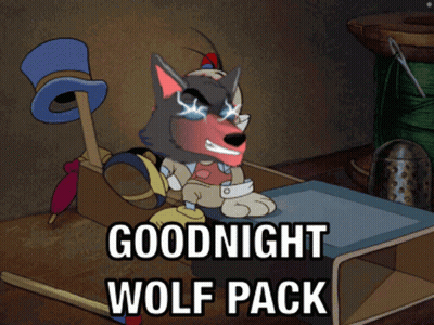 A Cartoon Of A Wolf With The Words Goodnight Wolf Pack GIF