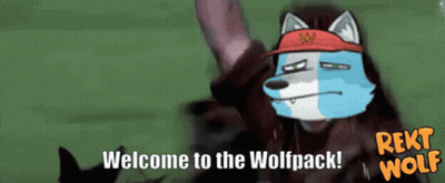 A Cartoon Of A Wolf With The Words Welcome To The Wolfpack On The Bottom GIF