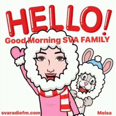 A Cartoon Of A Woman And A Bunny Saying Hello GIF