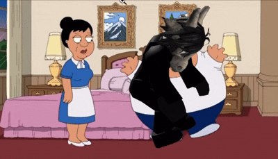 A Cartoon Of A Woman And A Man Standing In A Room GIF