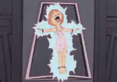 A Cartoon Of A Woman Being Electrocuted In A Coffin GIF