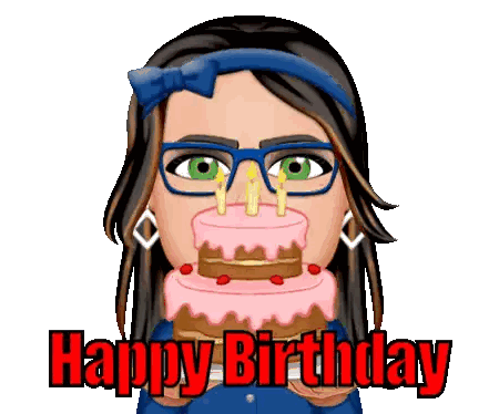 A Cartoon Of A Woman Blowing Out Candles On A Birthday Cake With The Words Happy Birthday Below Her Sticker