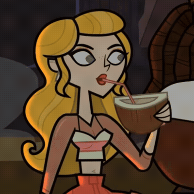 A Cartoon Of A Woman Drinking From A Coconut With A Straw GIF