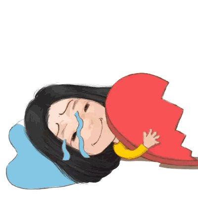 A Cartoon Of A Woman Holding A Broken Heart Sticker