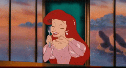 A Cartoon Of A Woman Holding A Fork GIF