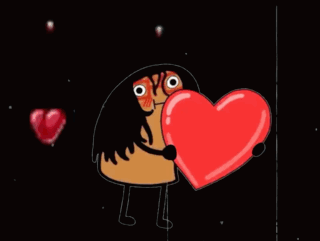 a cartoon of a woman holding a heart with the words my love below her