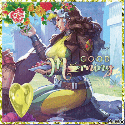 A Cartoon Of A Woman Holding A Plate Of Food And The Words Good Morning GIF