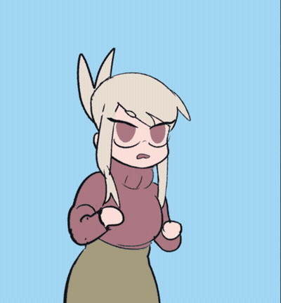 A Cartoon Of A Woman Holding A Spoon Over Her Head GIF