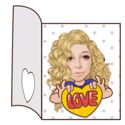 A Cartoon Of A Woman Holding A Yellow Heart With The Word Love On It Sticker