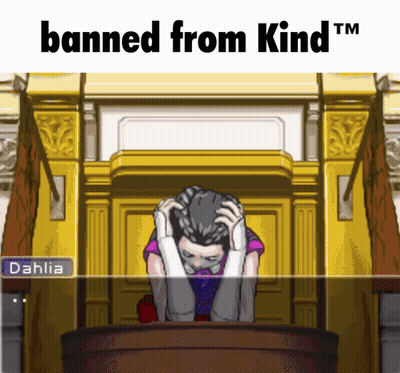 A Cartoon Of A Woman In A Courtroom With The Words Banned From Kind Tm GIF
