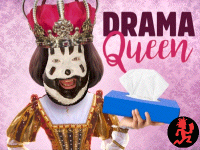 A Cartoon Of A Woman In A Crown Holding A Box Of Tissues With The Words " Drama Queen " Behind Her GIF