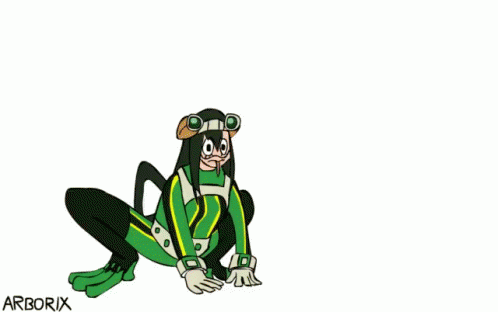 A Cartoon Of A Woman In A Green And Yellow Superhero Costume Standing On Her Knees . GIF