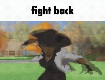 A Cartoon Of A Woman In A Hat With The Words Fight Back Below Her GIF