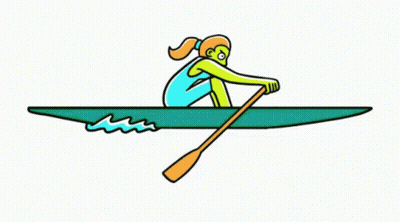 A Cartoon Of A Woman In A Kayak With A Paddle GIF
