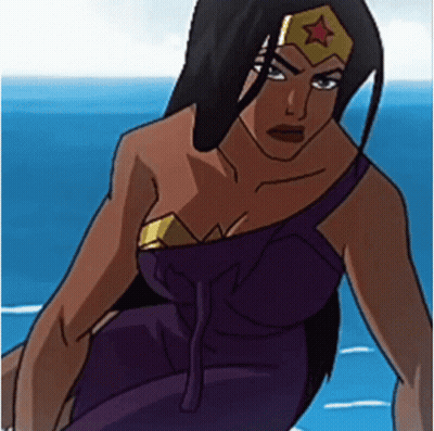 A Cartoon Of A Woman In A Purple Dress With A Star On Her Head . GIF