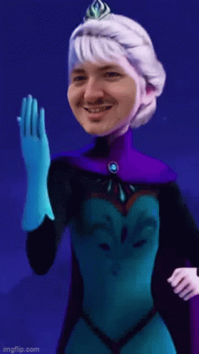 A Cartoon Of A Woman In A Purple Dress With The Text Let It Go GIF