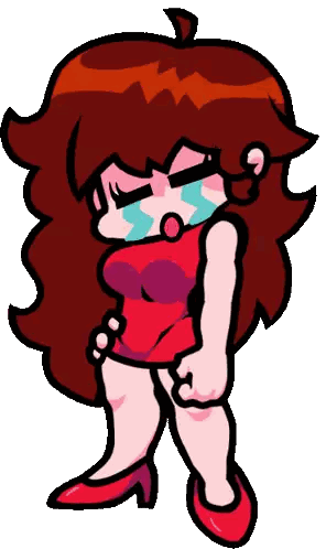 A Cartoon Of A Woman In A Red Dress Is Crying Sticker