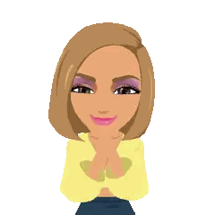 A Cartoon Of A Woman In A Yellow Shirt With Her Hands Folded Sticker