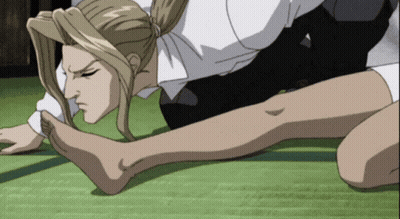 A Cartoon Of A Woman Kneeling On The Floor GIF