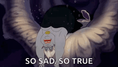 A Cartoon Of A Woman Laying On Her Back With The Words `` So Sad , So True '' Above Her . GIF