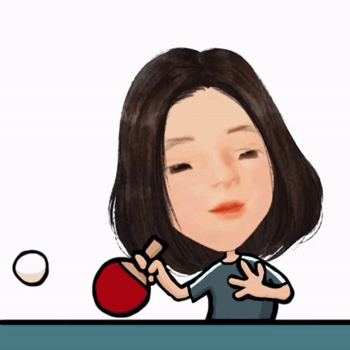 A Cartoon Of A Woman Playing Ping Pong With A Ball GIF