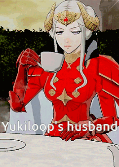 A Cartoon Of A Woman Sitting At A Table Drinking A Cup Of Tea With The Caption Yukiloop 'S Husband . GIF