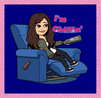 A Cartoon Of A Woman Sitting In A Recliner Holding A Remote With The Words I 'M Chillin GIF