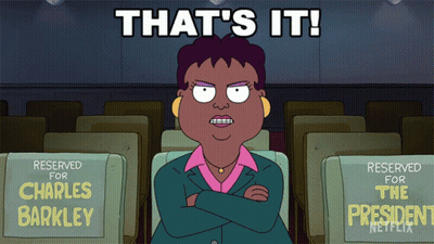 A Cartoon Of A Woman Sitting In A Theatre With Reserved Seats For Charles Barkley GIF