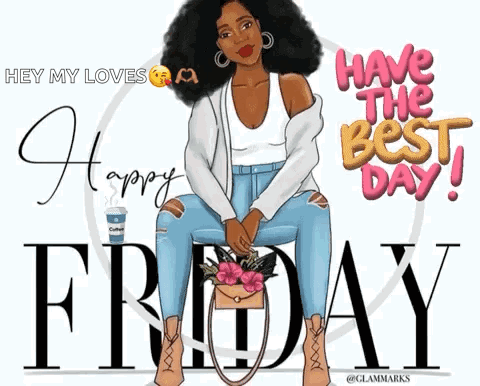 A Cartoon Of A Woman Sitting On A Chair With The Words Have The Best Day Written Above Her GIF