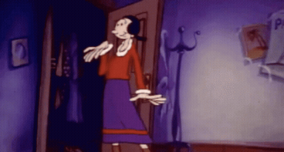 A Cartoon Of A Woman Standing In A Doorway GIF
