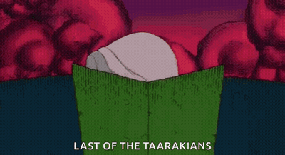 A Cartoon Of A Woman Standing In A Doorway With The Words Last Of The Taarakians On The Bottom GIF