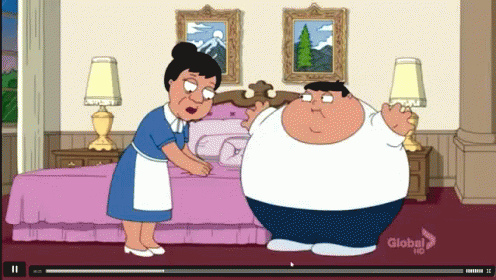 A Cartoon Of A Woman Standing Next To A Fat Man With The Word Global On The Bottom GIF