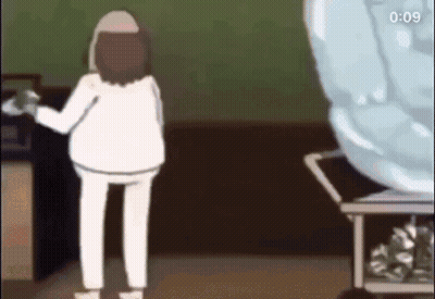 A Cartoon Of A Woman Standing Next To A Giant Ice Sculpture . GIF