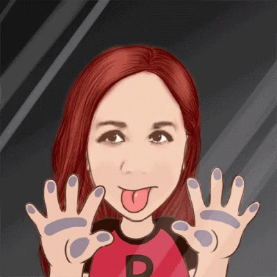 A Cartoon Of A Woman Sticking Her Tongue Out Behind A Glass GIF