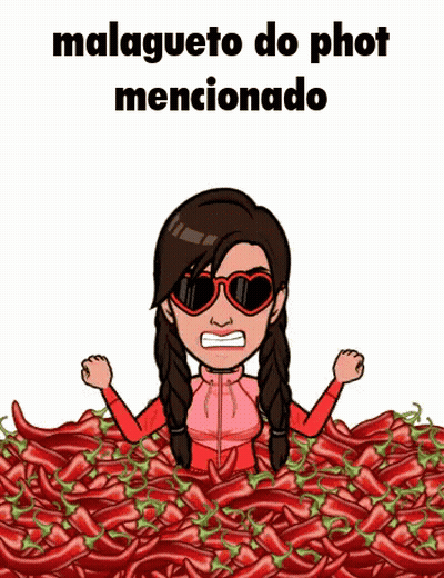 A Cartoon Of A Woman Surrounded By Red Peppers With The Words Malagueto Do Phot Mentionado Above Her GIF