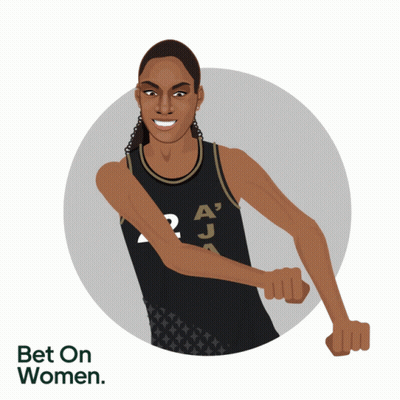 A Cartoon Of A Woman Wearing A Jersey That Says A On It GIF