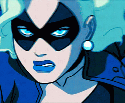 A Cartoon Of A Woman Wearing A Mask With Blue Lips GIF