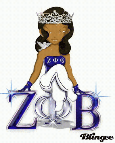 A Cartoon Of A Woman Wearing A Tiara And Gloves With The Letter Zb In The Background . GIF