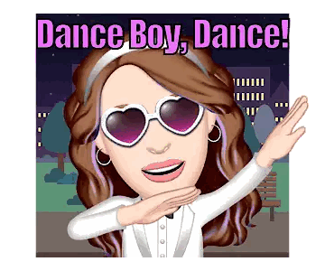 A Cartoon Of A Woman Wearing Heart Shaped Sunglasses With The Words Dance Boy Dance Behind Her Sticker