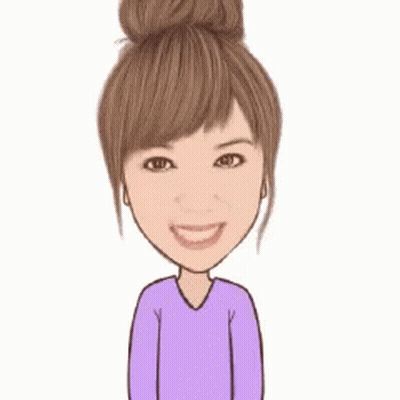 A Cartoon Of A Woman With A Bun Is Smiling And Holding Her Hands Together . GIF
